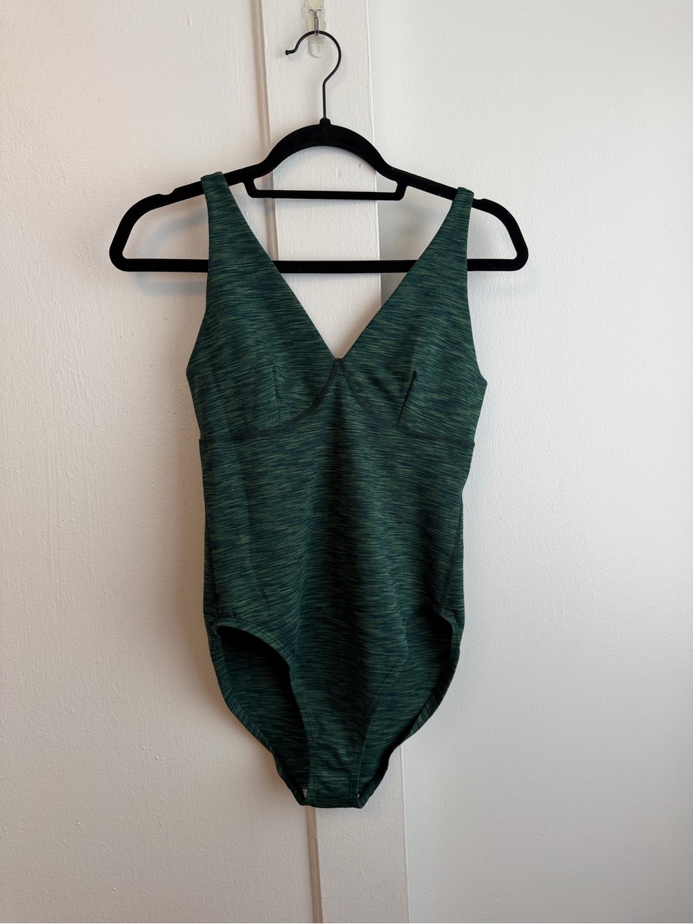 Outdoor Voices Green Space-Dyed V-Neck Bodysuit
